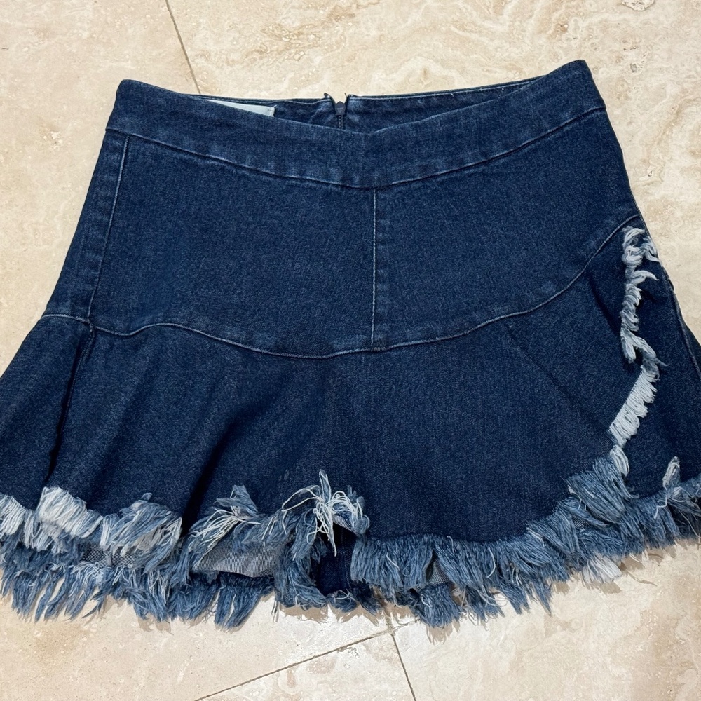 AC Rendon Girls Tween/ Women's Dark Denim Ruffle Skort (built in short)Sz 6 EUC